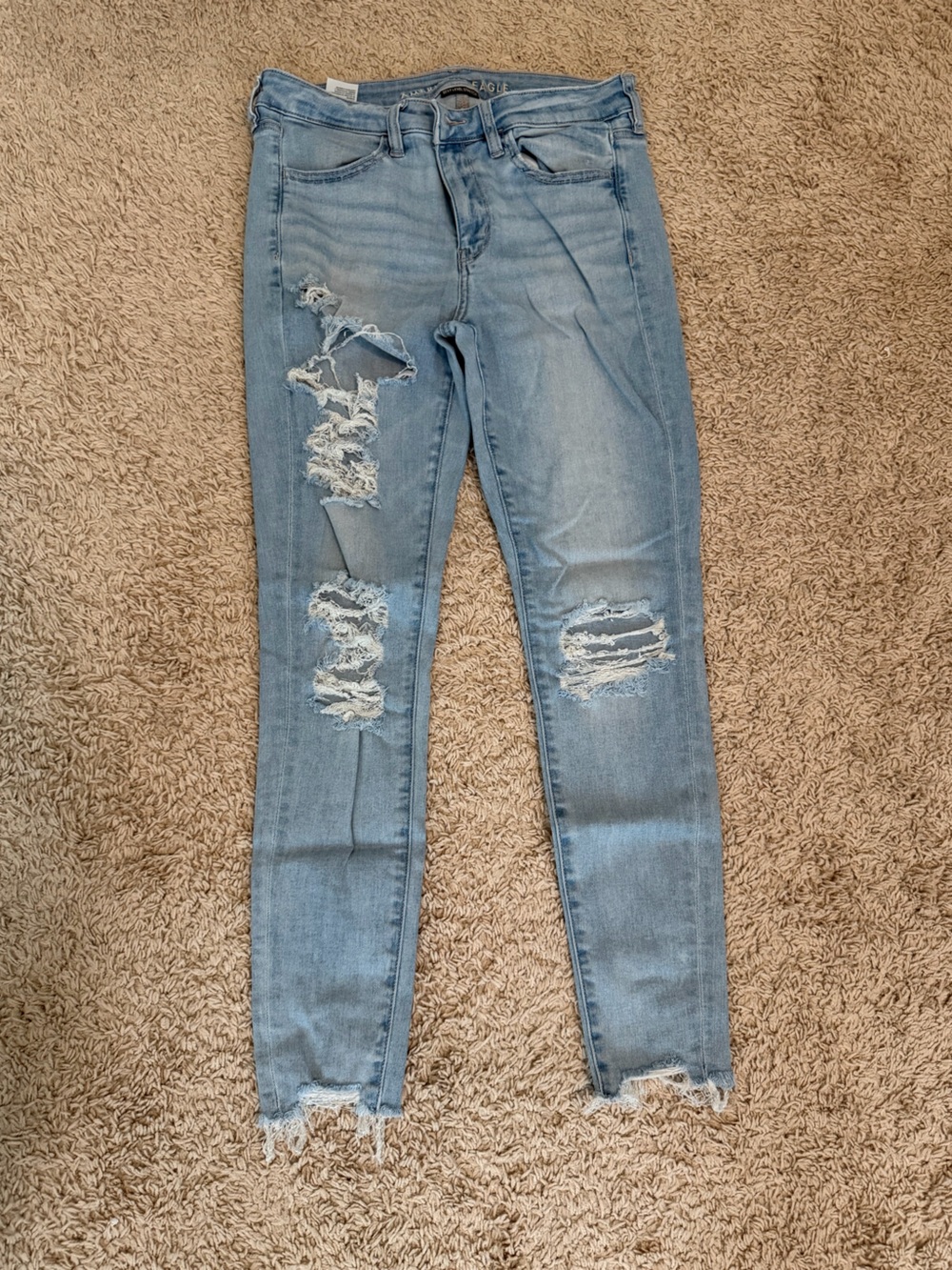 American Eagle Outfitters Light Blue Ripped Skinny Jeans
